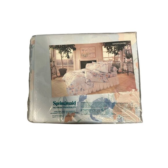 Springmaid No-Iron Tranquility King Flat Sheet 108" x 102" Windflowers Pattern 8 - Picture 3 of 5